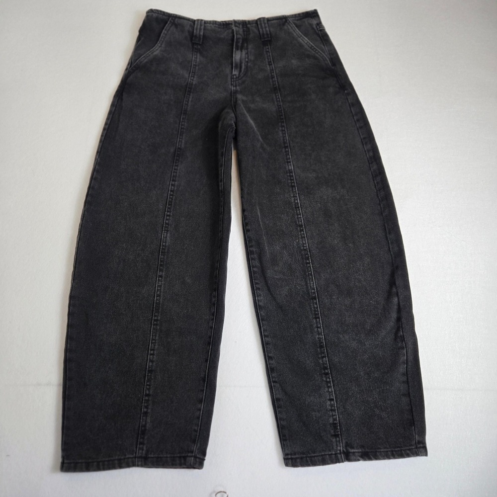 Future Collective Barrel Jeans Womens 6 Black Excellent High Rise Front Seam